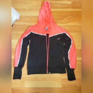 Nike Women's Black and Orange Hooded Jacket